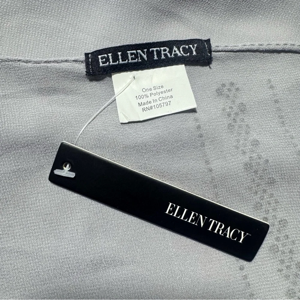 Ellen Tracy Sheer Gray Scarf/Wrap with Rhinestone Embellished Detail
